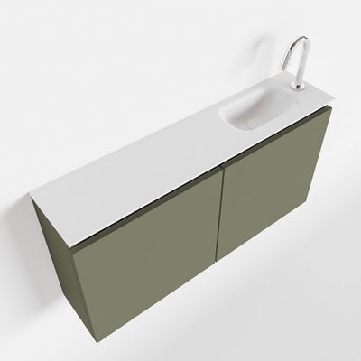 Toiletmeubel Mondiaz Ture | 100 cm | Meubelkleur Army | Eden wastafel Talc Rechts | 1 kraangat