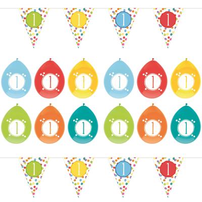 Haza Verjaardag versiering 1 jaar - feestartikelen pakket - vlaggetjes en ballonnen