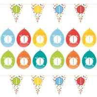 Haza Verjaardag versiering 1 jaar - feestartikelen pakket - vlaggetjes en ballonnen