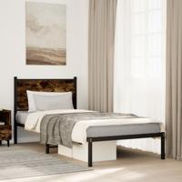 Bedframe zonder matras metaal gerookt eikenkleurig 75x190 cm