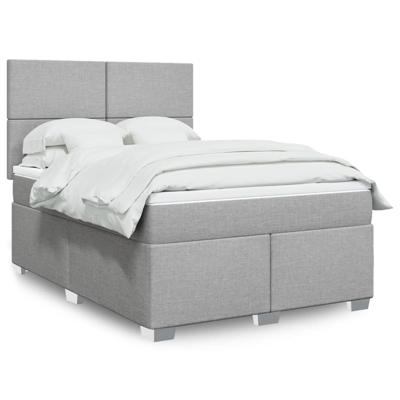 Boxspring met matras stof lichtgrijs 140x200 cm