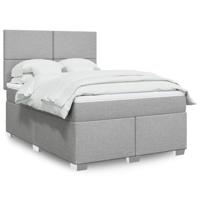 Boxspring met matras stof lichtgrijs 140x200 cm