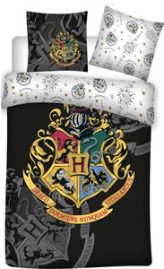 Harry Potter Dekbedovertrek 140 x 200 cm - Hogwarts zwart Polyester