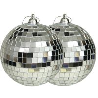 Othmar Decorations disco kerstballen - 2x - zilver - 10 cm - kunststof   - - thumbnail
