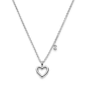 Ketting Hartje zilver-diamant 0,015 ct zilverkleurig-wit 42-45 cm