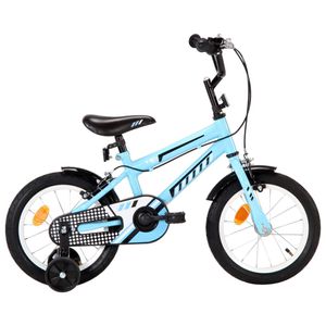 vidaXL Kinderfiets 14 inch zwart en blauw