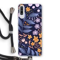 Flowers with blue leaves: Samsung Galaxy A70 Transparant Hoesje met koord