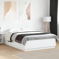 Bedframe met LED-verlichting bewerkt hout wit 150x200 cm