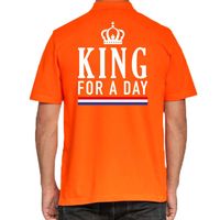 Koningsdag poloshirt King for a day oranje voor heren - thumbnail