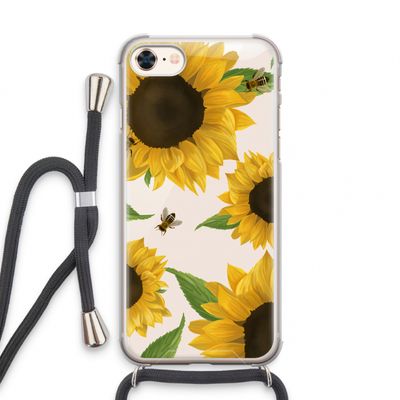 Sunflower and bees: iPhone 8 Transparant Hoesje met koord