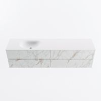 MONDIAZ VICA 190cm badmeubel onderkast Carrara 4 lades. Wastafel MOON links zonder kraangat, kleur Talc. - thumbnail