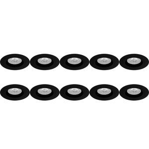 Spot Armatuur 10 Pack - Pragmi Rodos Pro - GU10 Inbouwspot - Rond - Zwart - Aluminium - Ø93mm