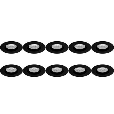Spot Armatuur 10 Pack - Pragmi Rodos Pro - GU10 Inbouwspot - Rond - Zwart - Aluminium - Ø93mm