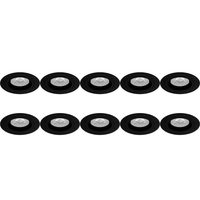 Spot Armatuur 10 Pack - Pragmi Rodos Pro - GU10 Inbouwspot - Rond - Zwart - Aluminium - Ø93mm