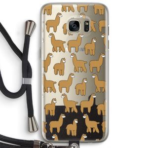 Alpacas: Samsung Galaxy S7 Edge Transparant Hoesje met koord