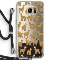 Alpacas: Samsung Galaxy S7 Edge Transparant Hoesje met koord