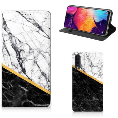 Samsung Galaxy A50 | Standcase | Marmer Wit Zwart - Origineel Cadeau Man