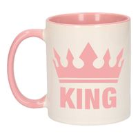 Cadeau King mok/ beker roze wit 300 ml - feest mokken - thumbnail