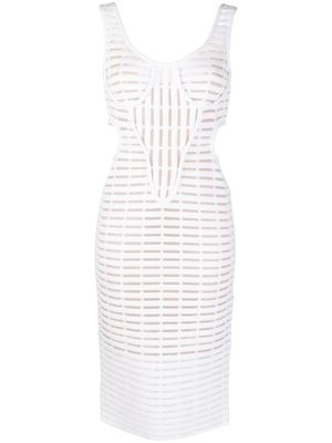 Genny robe mi-longue sans manches à découpes - Blanc