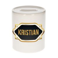 Naam cadeau spaarpot Kristian met gouden embleem