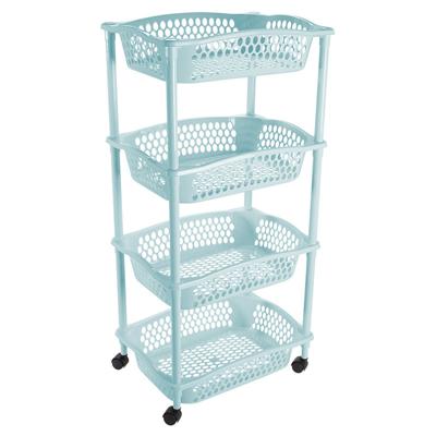 Keuken opberg trolley - 4 manden - licht blauw - 86 x 41 cm - roltafel