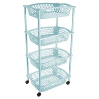 Keuken opberg trolley - 4 manden - licht blauw - 86 x 41 cm - roltafel