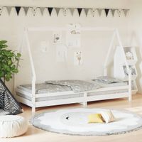 Kinderbedframe 80x200 cm massief grenenhout wit - thumbnail