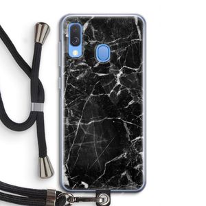 Zwart Marmer 2: Samsung Galaxy A40 Transparant Hoesje met koord
