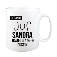 Bedankt Juf mok met naam (wit)