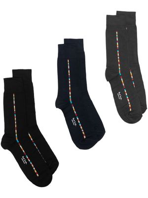 Paul Smith lot de trois paires de chaussettes à détails contrastants - Noir
