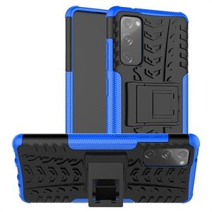 Antislip Samsung Galaxy S20 FE Hybrid Case met Standaard - Blauw / Zwart