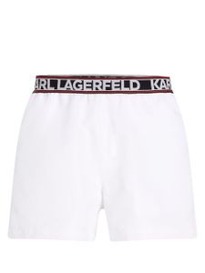 Karl Lagerfeld Essential logo-print swim shorts - Blanc