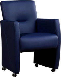 Blauwe leren moderne eetkamerfauteuil Pleasure - Toledo Leer Kobalt (blauw leer)