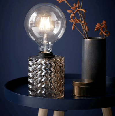 Tafellamp amberglas E27 fitting en schakelaar &apos;Nordlux Hollywood&apos;