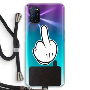 Middle finger black: Oppo A92 Transparant Hoesje met koord