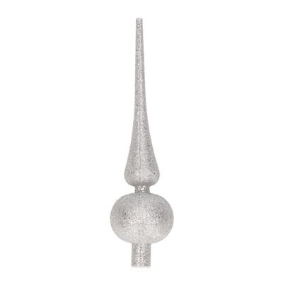 Kerst piek - zilver - glitters - H23 cm - kunststof - kerstboompiek - kerstversiering