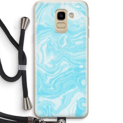Waterverf blauw: Samsung Galaxy J6 (2018) Transparant Hoesje met koord