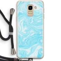 Waterverf blauw: Samsung Galaxy J6 (2018) Transparant Hoesje met koord