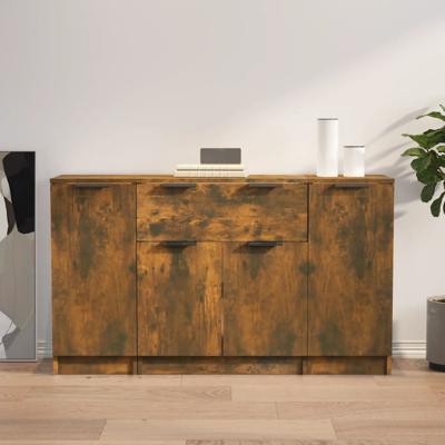 Dressoirs 3 st bewerkt hout gerookt eikenkleurig