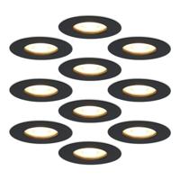 10x Bari inbouwspots - 4,5 Watt 345 lumen - 2700K warm wit - Dimbaar - IP65 - Zwart - voor binnen en buiten - GU10 fitting