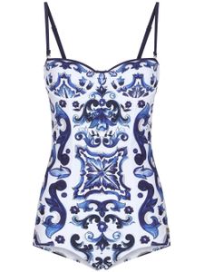 Dolce & Gabbana maillot de bain à imprimé Majolica - Blanc