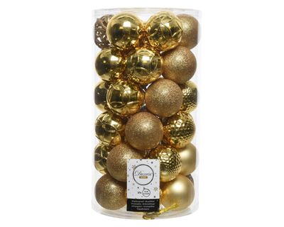 Kerstbal glans mix dia6cm licht goud - Decoris