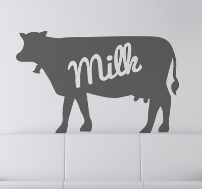 Muursticker melkkoe tekst ´Milk´
