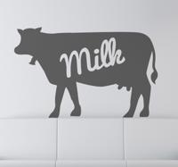 Muursticker melkkoe tekst ´Milk´