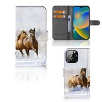 iPhone 14 Pro Max | Telefoonhoesje | Met pasjeshouder | Paarden