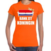 Koningsdag t-shirt bank zit Koningin oranje voor dames