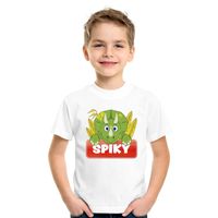 T-shirt wit voor kinderen met Spiky de dinosaurus