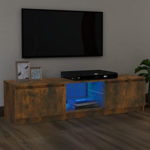 Tv-meubel met LED-verlichting 120x30x35,5 cm gerookt eikenkleur