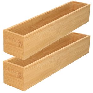 2x stuks kast/lade/make-up sorteer organizer bamboe hout bakje 7.5 x 38 x 6.5 cm