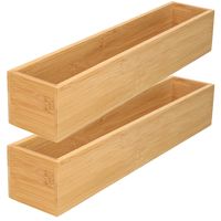 2x stuks kast/lade/make-up sorteer organizer bamboe hout bakje 7.5 x 38 x 6.5 cm - thumbnail